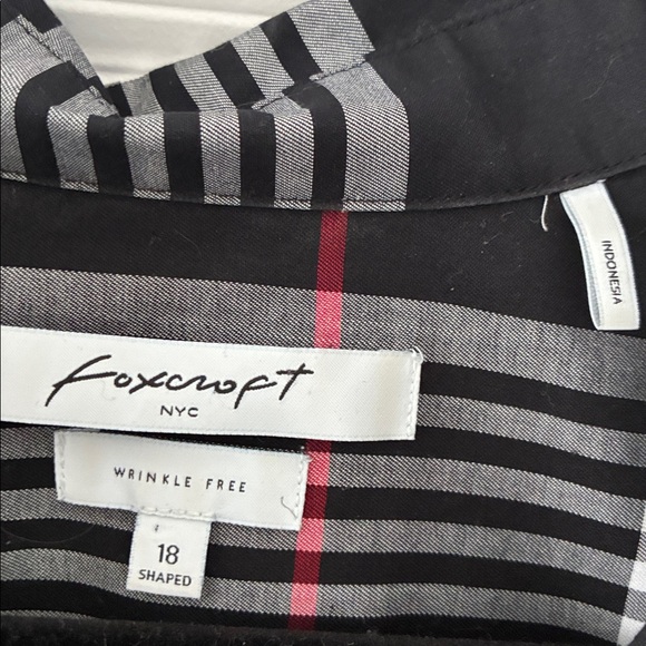 Foxcroft Size 18 Shaped Wrinkle-Free Plaid Button-Down Top - Black/Red - Picture 3 of 5